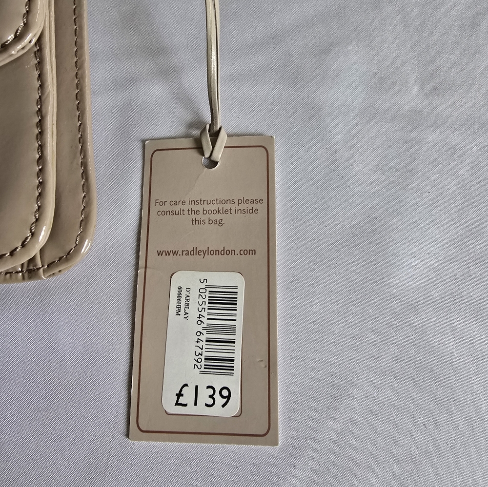Radley London D'Arblay Taupe Patent Leather Purse Clutch NO STRAP New - Picture 5 of 14